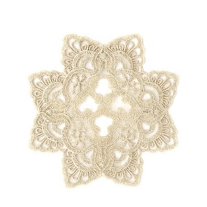 Jiallo Gold Floral Lace Embroidered Cutwork Round Placemat, 11-Inch diameter Table Linen Decor, Water Resistance, Machine Wash safe - 1 of 4