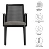 Modway Monarch Wood Dining Accent Armchair with Cane Back and Padded Seat in Black Black Gray – Mid-Century Dining Arm Chair with Rattan and Fabric - 2 of 4