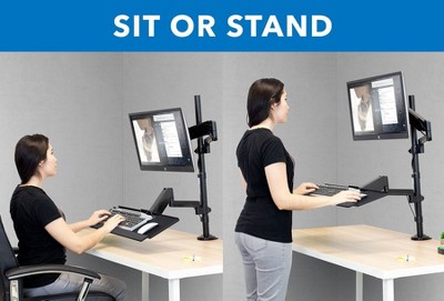 Mount-it Mount-It Full Motion Height Adjustable Sit Stand Monitor Desk Mount | Fits Up to 32" Screens