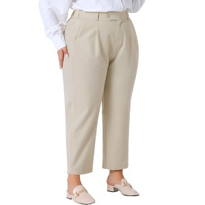 Agnes Orinda Women's Plus Size Business Work Elastic Waisted Long Straight with Pocket Suit Pants - 1 of 4