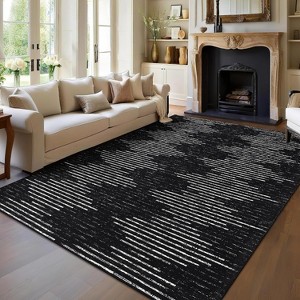 Washable Diamond Stripes Rug, Non-Slip Soft Carpet for Living Room, Bedroom, Nursery, Office - 1 of 4