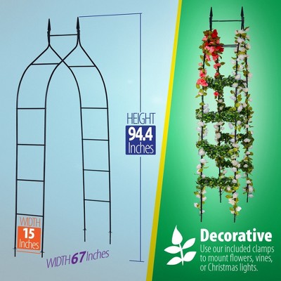 Black Metal Garden Arch Arbor for Climbing Plants