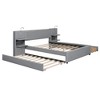 Queen Size Upholstered Platform Bed with Reading Lights, Trundle and Shelves - 4 of 4