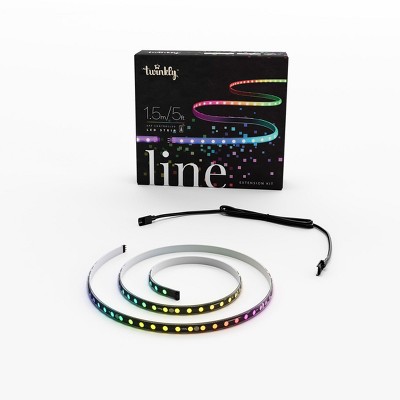 Twinkly Line 5 Foot App Controlled Adhesive Magnetic Extendable RGB LED Light Strip Extension Kit with 16 Million Colors, Black