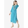 Roaman's Women's Plus Size Embellished Crinkle Kaftan - 4 of 4