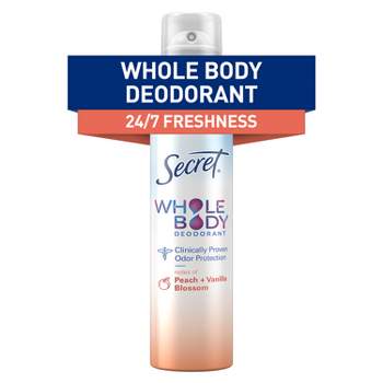 Secret Whole Body Aluminum Free Deodorant Spray - Peach & Vanilla - 3.5oz