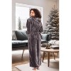 ADR Women's Faux Fur Feather Hooded Robe, Soft Plush Fleece Bathrobe with Hood - 2 of 4