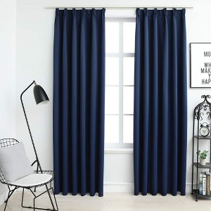 Aghana Digitals 2-Piece Blue 100% Polyester Blackout Curtains with Metal Hooks, 55.1x96.5" - Light - 1 of 4
