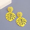 SOHI Women's Yellow Leaf Drop Earrings - 2 of 3