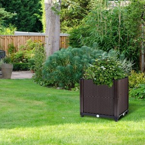 NAYSAYE Planters Raised Garden Bed Self Watering Tray Durable PP Material for Outdoor Garden Patio Balcony, Brown, 11.8"*11.8"*13.8" - 1 of 4