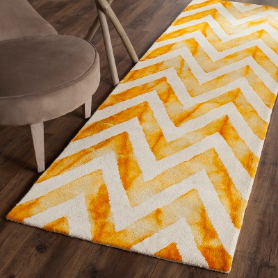 Elegant Ivory and Gold Hand-tufted Wool Runner Rug, 2'3" x 8'