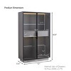 Tall Display Cabinet With Drawers And Glass Shelves, Modern Grey Storage Unit With LED Lights For Living Room-Maison Boucle - 3 of 4
