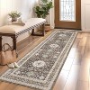Vintage Hallway Runner Rug, Low Pile Floral Carpet with Rubber Backing, Machine Washable, Foldable for Bedroom, Entryway, Kitchen, and Hallway - 3 of 4