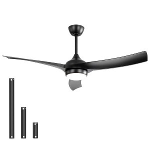 TOBILI 52 Inch Modern Black Ceiling Fan with 18W LED Light and 3 ABS Blades for Bedroom Living Roon - 1 of 4