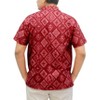 LA LEELA Men's Button Down Summer Beaches Holiday Aloha Tops Vacation Front Pocket Cruise Short Sleeve Dress Shirts for Men L Repeating Diamonds, Red - 2 of 3