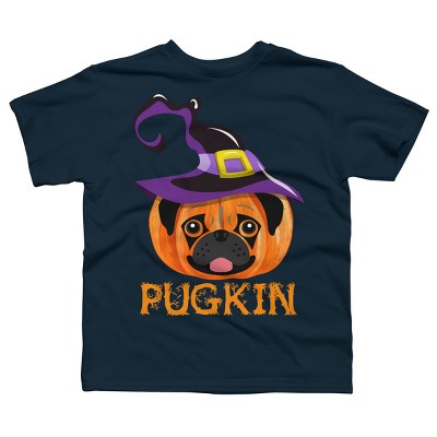 Boy's Design By Humans Pugkin Pumpin Halloween By trantanphat95 T-Shirt
