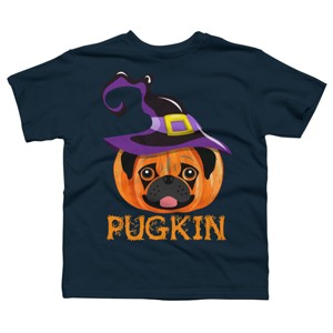 Boy's Design By Humans Pugkin Pumpin Halloween By trantanphat95 T-Shirt - 1 of 3