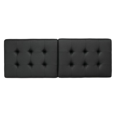 Camber 32" Black and Bronze Tufted Leather Bench with Storage