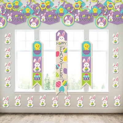 Big Dot of Happiness Hippity Hoppity - Wall and Door Hanging Decor - Easter Bunny Party Room Decoration Kit