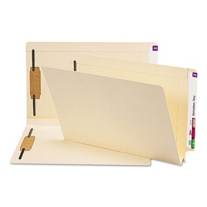 Smead End Tab W-Fold Fastener Folders with Reinforced Tabs, 1.5" Expansion, 2 Fasteners, Legal Size, Manila, 50/Box - 1 of 2