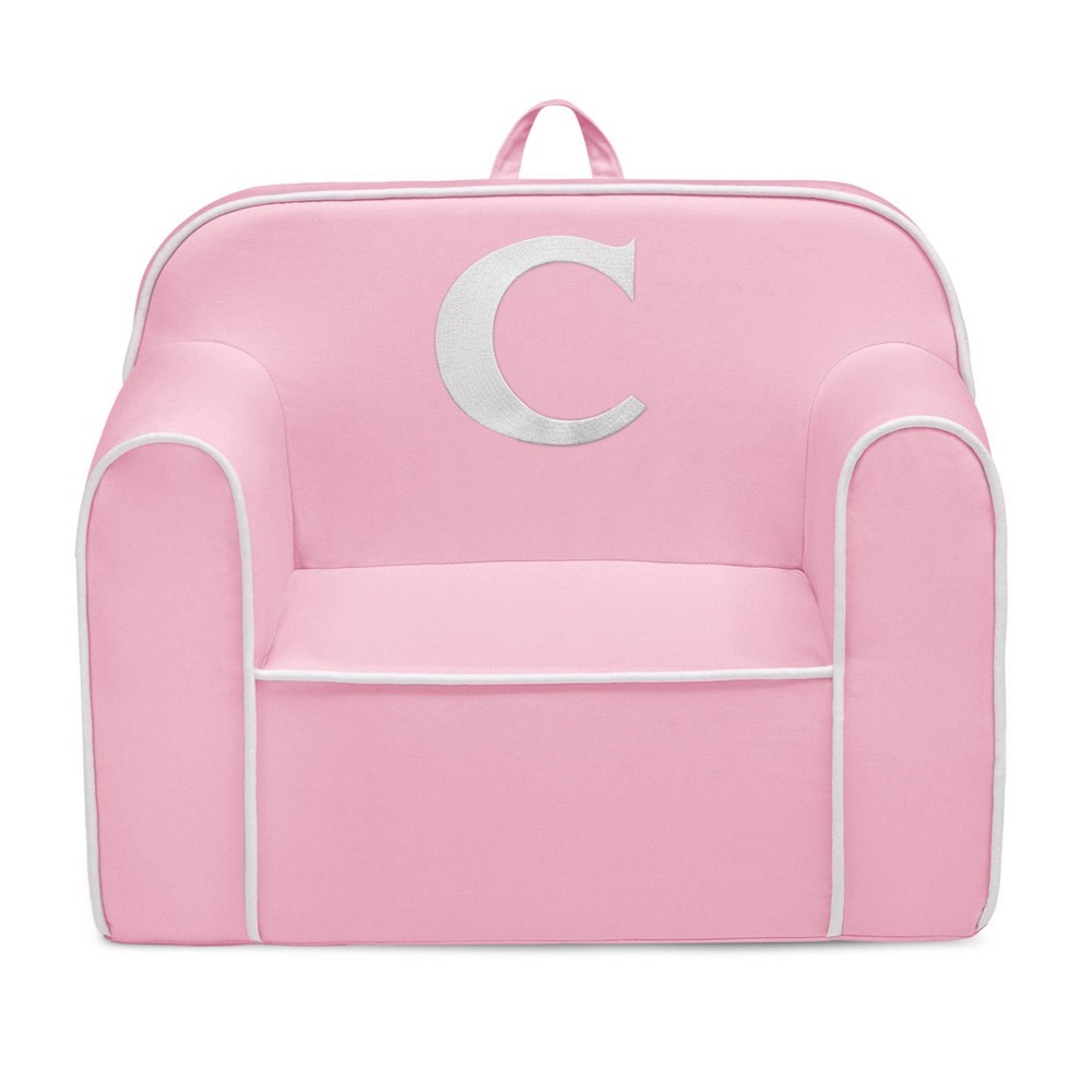 Delta Children Personalized Monogram Cozee Foam Kids' Chair - Customize with Letter C - 18 Months and Up - Pink & White -  88964271