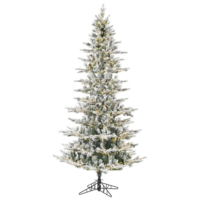 Vickerman Flocked Slim Kiana Artificial Christmas Tree, 3mm LED Color Changing Lights, 1 of 4