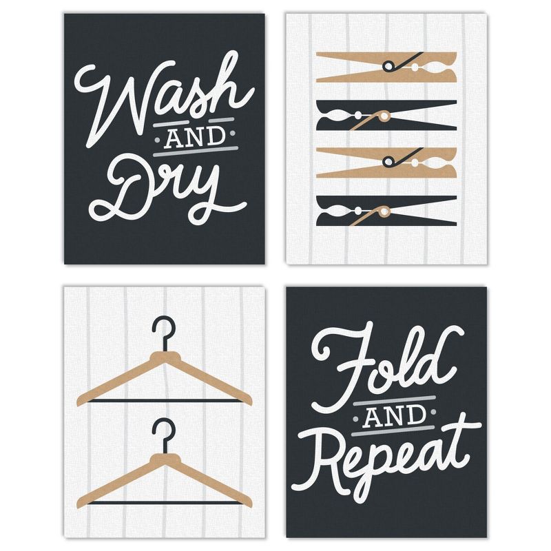 Big Dot of Happiness Wash and Dry - Unframed Laundry Room Linen Paper Wall Art - Set of 4 - Artisms - 8 x 10 inches, 1 of 8