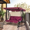3-Seat Outdoor Patio Swing Chair, Converting Flatbed, Outdoor Swing Glider with Adjustable Canopy, Removable Cushion and Pillows, for Porch, Garden - 2 of 4