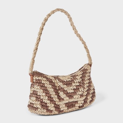 A New Day Hand Crocheted Straw Shoulder Bag - A New Day™ Brown — фото 3