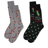 MeMoi 2 Pair Men's Rayon Blend "Holiday Cheer" Christmas Novelty Crew Socks Gray-Black 10-13 - 3 of 4