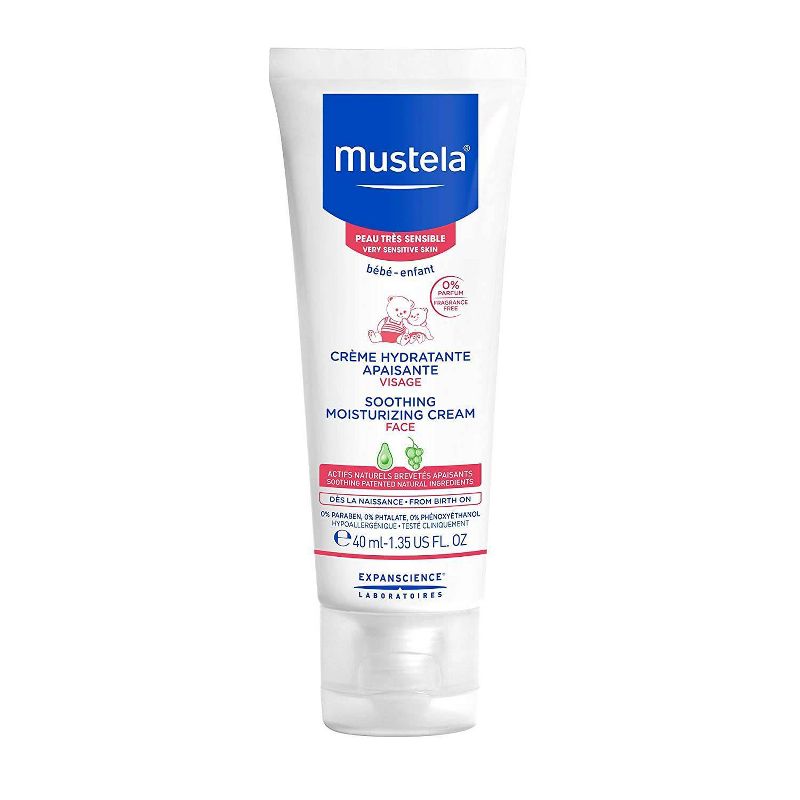 Mustela Sensitive Soothing Moisturizing Baby Face Cream Fragrance Free - 1.35 fl oz, 1 of 10
