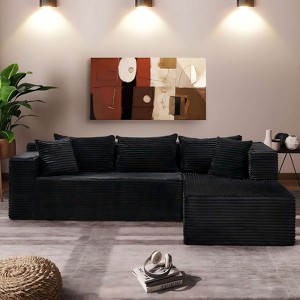 COZONY 106" Modular Cloud Sectional Sofa with Deep Seat, Soft Corduroy, Left-Facing Chaise, Boneless Design - 1 of 4