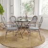 Merrick Lane Mael Set of Four Stacking Thonet Bistro Style Chair with Textilene Seat and Bamboo Finished Metal Frame for Indoor/Outdoor Use - 2 of 4