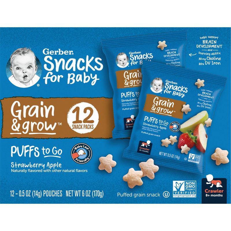 Gerber Puffs Strawberry Apple Baby Snacks - 12ct/0.5oz Each, 3 of 12