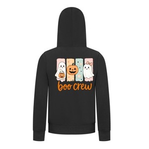 Everyday Kids “Boo Crew” Halloween Zip Up Hoodie – Cute Ghosts and Pumpkins – Cozy Fall Sweatshirt for Girls, Black - 1 of 3