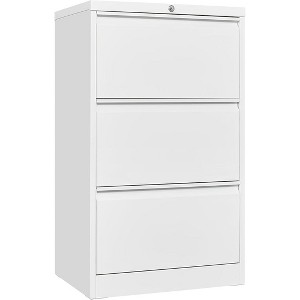 3 Drawers Lateral File Cabinet , Metal Filing Cabinet with Card Holder, Steel Drawer File Cabinets Under Desk for Home Office Legal/Letter/f4/a4 Size - 1 of 4