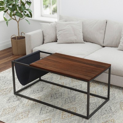 GDFStudio Jeffrey Modern 43" Metal and Wood Coffee Tables with Canvas Hanger