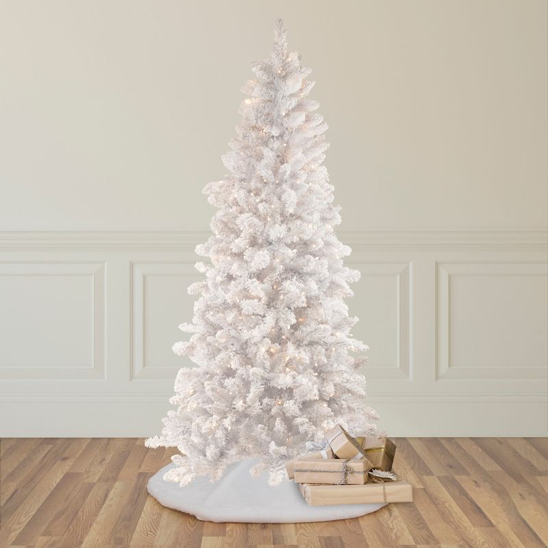 Northlight 6.5' Pre-Lit Medium Flocked Norway Pine Artificial Christmas Tree, Warm White LED Lights, 3 of 9
