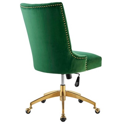 Ergonomic Executive Swivel Office Chair in Gold Emerald with Metal Base