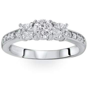 Pompeii3 1ct Diamond 3 Three Stone Engagement Ring 10K White Gold