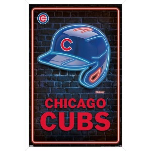 Trends International MLB Chicago Cubs - Neon Helmet 23 Framed Wall Poster Prints - 1 of 4
