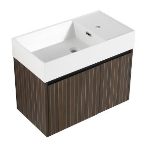 SEVOBAL Bathroom Vanities 30 Inch Bathroom Cabinet With Sink Soft Close Doors for Bathroom, Silver and Brown, 29.5"*15.8"*23.3" - 1 of 4