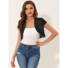 INSPIRE CHIC Women's Casual Cap Sleeve Open Front Crop Denim Shrugs - 2 of 4