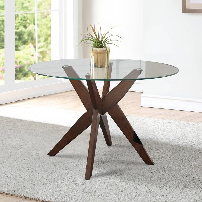 Amalie 5-Piece Walnut and Beige Glass Dining Set