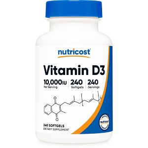 Nutricost Vitamin D3 10,000 IU, 240 Softgel Capsules - Potent, Non-GMO, Gluten Free Vitamin D - 1 of 4