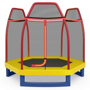 Infans 7FT Kids Trampoline with Safety Enclosure Net Spring Pad & Jumping Mat for Kids - 1 of 4