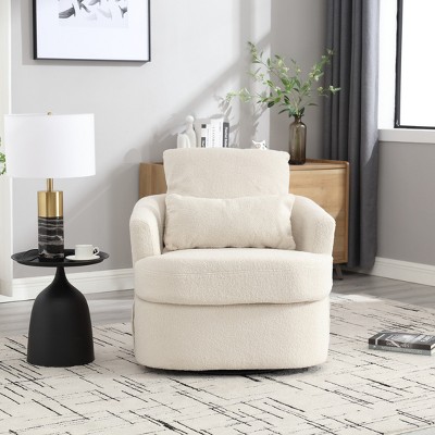 LOVMOR Modern 360 Degree Swivel Accent Chair, Upholstered Swivel Barrel Chair, Single Lounge Sofa Reading Armchair for Living Room, Bedroom, Office