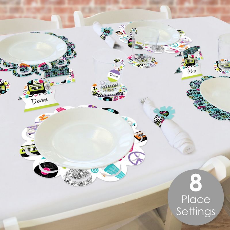 Big Dot of Happiness Through the Decades - 50s, 60s, 70s, 80s, and 90s Party Paper Charger and Table Decorations - Chargerific Kit Place Setting for 8, 2 of 9