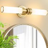 POWLIG 20.3-in 2-Light Gold Modern Dimmable Wall Sconce with Milky White Glass Shade - 2 of 4