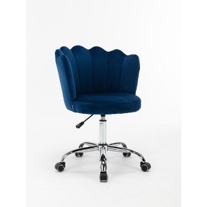 Velvet 360° Swivel Shell Chair With Metal Legs, Height Adjustable Computer Desk Chair for Living Room Office - 1 of 4